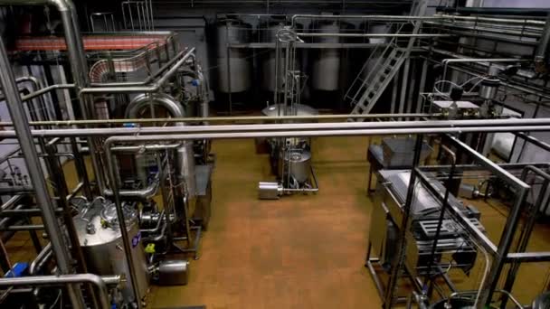 Химический Цех Резервуарами Трубопроводной Системой Верхнего Вида Современное Оборудование Завода — стоковое видео