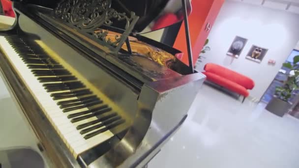 Almaty Kazakhstan Febrero 2023 Antiguo Piano Cola Con Soporte Música — Vídeos de Stock