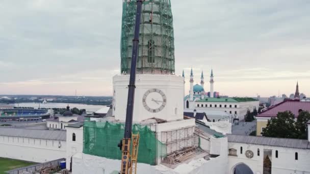 Almaty Kazakhstan Agosto 2023 Torre Central Cidade Com Guindaste Que — Vídeo de Stock
