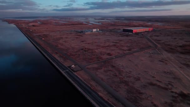 Industriområde Beläget Isolerad Region Med Väginfrastruktur Och Flod Industriområde Med — Stockvideo