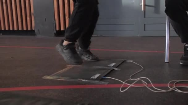 Boy Sneakers Quickly Steps Sensors Endurance Workout Leg Training Strength — Stok Video