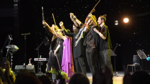 Almaty Kazakhstan November 2023 Delighted Musicians Bow Appreciation Guests Standing — Stockvideo