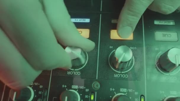 Manipulates Knob Equalizer Produce Symphony Light Sound Worker Adds Dynamic — Stock Video