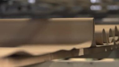 Geniş atölyedeki taşıyıcı hareketle dengeleniyor. Düz kağıt, daha ileri işlemler için düz şekil oluşturma aşamasından geçer