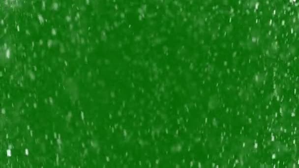 Cykliczny Film Obfitych Opadach Śniegu Zielonym Ekranie — Wideo stockowe