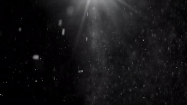 Grote Kerstsneeuwvlokken Spinnen Wind Onder Het Licht Van Een Lantaarn — Stockvideo