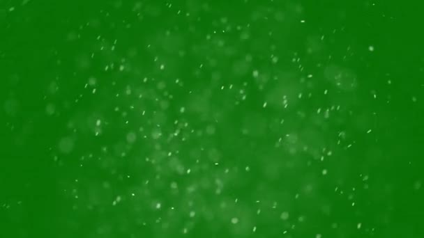 Grandes Copos Nieve Navidad Están Girando Lentamente Viento Pantalla Verde — Vídeo de stock