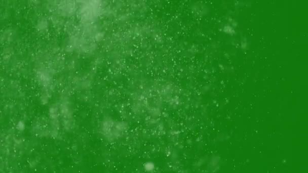 Grandes Copos Nieve Navidad Están Girando Lentamente Viento Pantalla Verde — Vídeo de stock