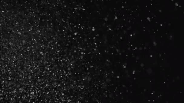 在黑色背景上缓缓降下圣诞雪 — 图库视频影像