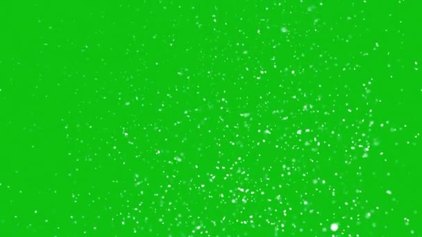 Медленно Падающий Рождественский Снег Зеленом Фоне Экрана — стоковое видео