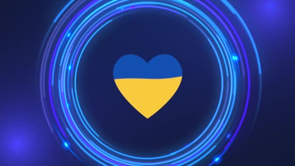 Pulsando Corazón Color Bandera Ucrania — Vídeo de stock