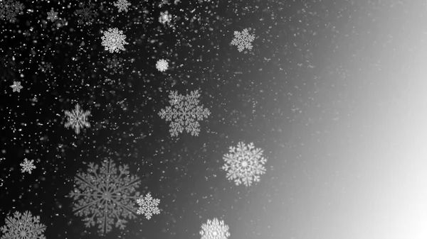 Chaotically falling snow on a transparent background