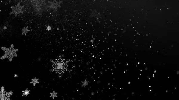 Chaotically falling snow on a transparent background