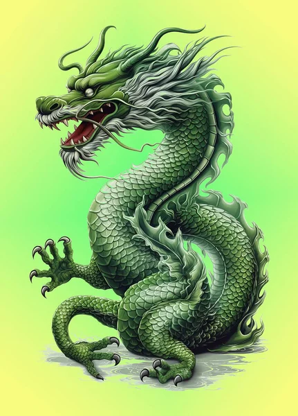 Traditional Chinese green dragon. Lunar new year celebration. Chinese new year decoration