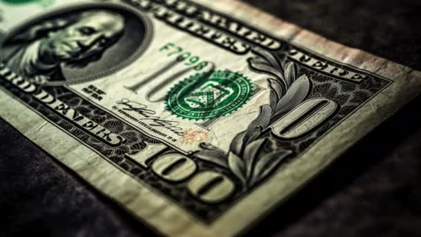 Dollar Regninger Penge Baggrund Pengesedler Benjamin Franklin Gammel 100 Dollar – Stock-video