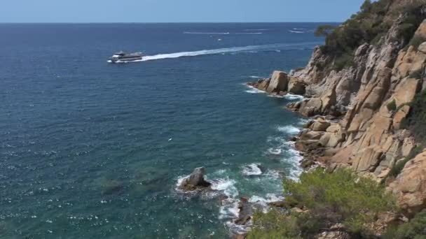 Schöne Meereslandschaft Mit Segelboot Einem Sommertag Der Bucht Auf Dem — Stockvideo