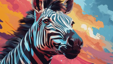 Pop art Portrait of an adult zebra