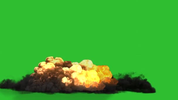 绿色屏幕上的壮观炸弹爆炸 — 图库视频影像