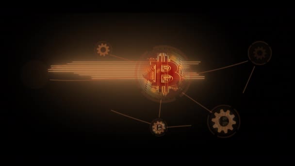 Esquema Abstracto Tecnología Blockchain Concepto Minería Bitcoin — Vídeo de stock