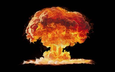 Alevler ve duman. Şeffaf arkaplanda izole edilmiş dumanlı ateşli patlama, PNG