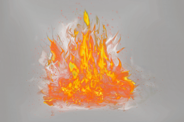 Fire flame isolated on gray background