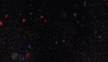 Bokeh geçmişi. Koyu kırmızı altın sihirli noel arkaplanı.