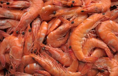 Kapatın. En iyi pişmiş kaplan karidesi manzarası. Mutfak arka planı pişmiş karidesler pişmiş karides.