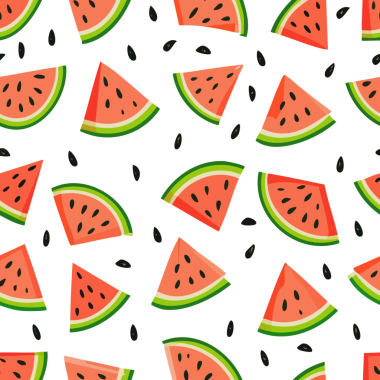 Artistik karpuz dilimleriyle şeffaf arkaplan üzerinde kusursuz desen