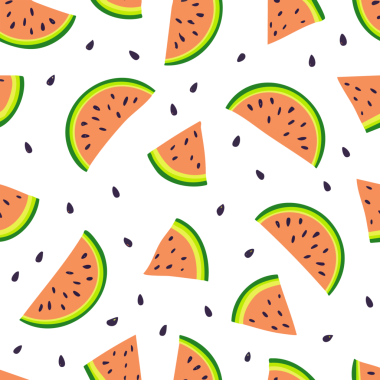 Artistik karpuz dilimleriyle şeffaf arkaplan üzerinde kusursuz desen