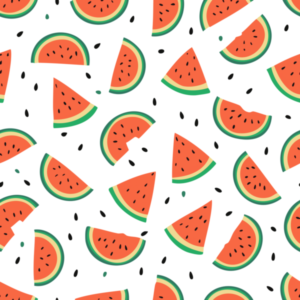Artistik karpuz dilimleriyle şeffaf arkaplan üzerinde kusursuz desen