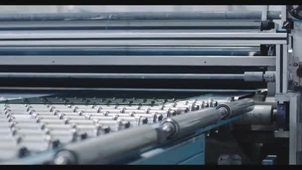 Glass Goes Machine Rollers Goes Tempering Process — Stock video