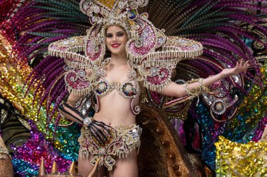 TENERIFE, SPAIN - FEBRUARY 21, 2023: Carnival Festival in the streets of Santa Cruz de Tenerife. February 21, 202