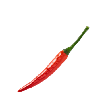 Kırmızı biber şeffaf arkaplanda izole edilmiş.