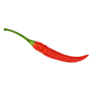 Kırmızı biber şeffaf arkaplanda izole edilmiş.