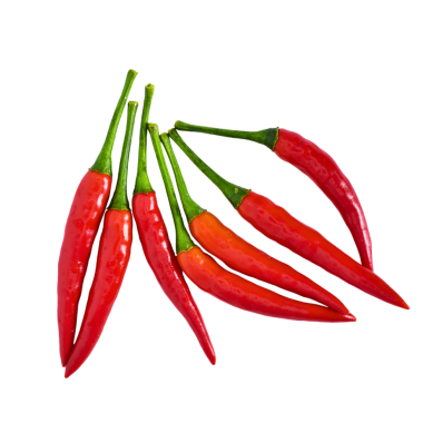 Kırmızı biber şeffaf arkaplanda izole edilmiş.