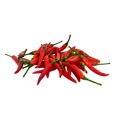 Kırmızı biber şeffaf arkaplanda izole edilmiş.