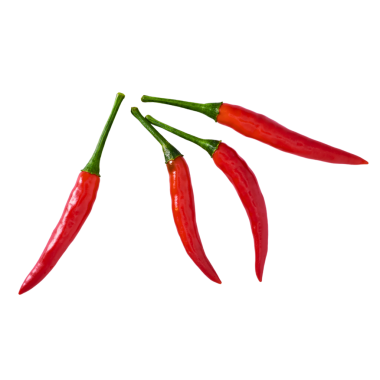 Kırmızı biber şeffaf arkaplanda izole edilmiş.