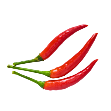 Kırmızı biber şeffaf arkaplanda izole edilmiş.