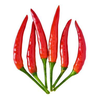 Kırmızı biber şeffaf arkaplanda izole edilmiş.