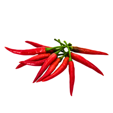 Kırmızı biber şeffaf arkaplanda izole edilmiş.