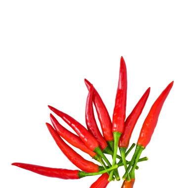 Kırmızı biber şeffaf arkaplanda izole edilmiş.