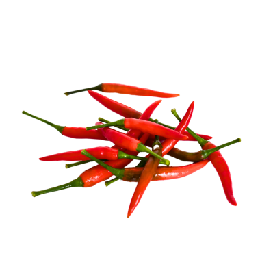 Kırmızı biber şeffaf arkaplanda izole edilmiş.