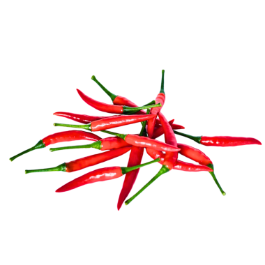 Kırmızı biber şeffaf arkaplanda izole edilmiş.