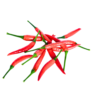 Kırmızı biber şeffaf arkaplanda izole edilmiş.