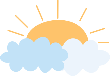 Beyaz arkaplanda izole edilmiş güneş ve parçalı bulutlu.