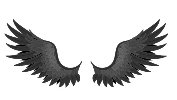 Schwarze Vogelflügel Engel Und Dämon Vektorbildstock — Stockvektor