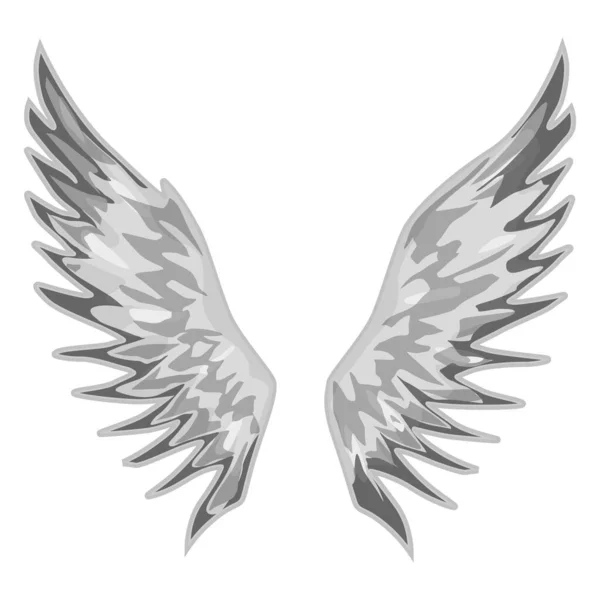 Asas Pássaro Anjo Simples Desenho Preto Branco Estoque Imagem Vetorial — Vetor de Stock