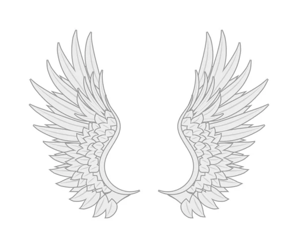 Witte Engel Vleugels Vele Veren Beauty Vector Afbeelding Stock — Stockvector