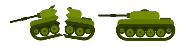 扁平的 破碎的 完整的坦克 矢量图像存量 — 图库矢量图片