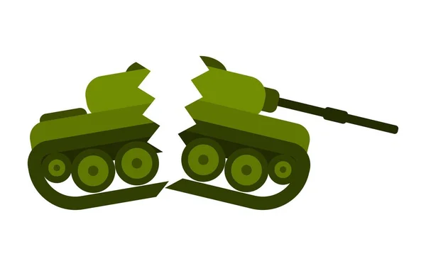 Poškozená Zelená Barva Tank Plochý Styl Zásoba Vektorových Obrázků — Stockový vektor